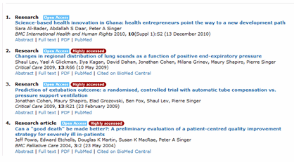 Search results on BioMed Central.