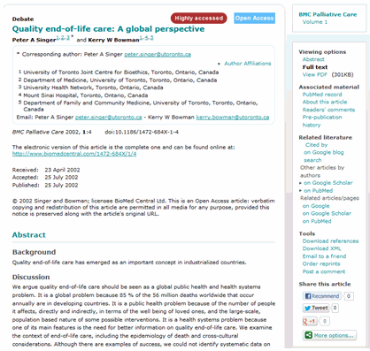 Full record for a journal article on BioMed Central.